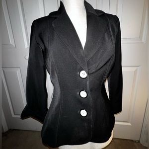 WHBM Cute Black Woman’s Button Blazer White w/ Black Trim Buttons. Size 2.